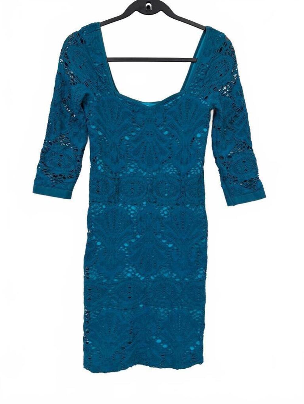 Free People Intimately Teal Lace Bodycon Mini Dress Womens M/L Scoop Neck